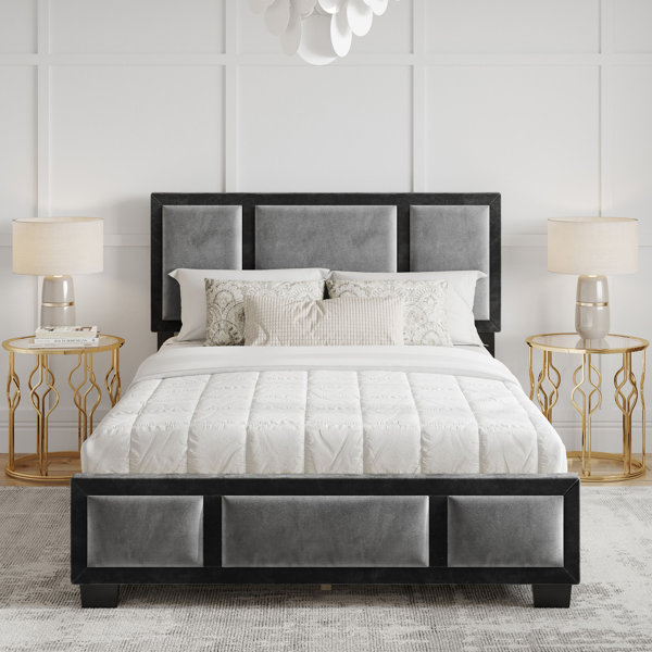 Everly Quinn Ibby Velour Upholstered Bed Frame & Reviews Wayfair